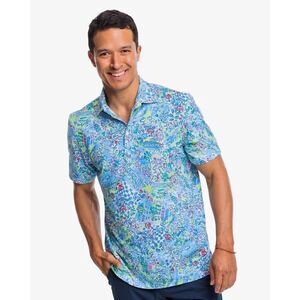 Lilly Pulitzer Charleston Themed Golf Polo Size L Performance stretch Fabric